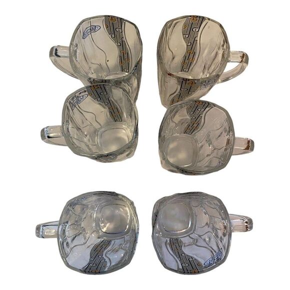 Vintage Alpine Cuisine Gold & Glass Tea Cups Set Of 6 3.25" X 2.75 " MCM - Picture 2 of 6